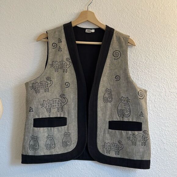 Vintage cat lady CATS cotton vest - Picture 1 of 4